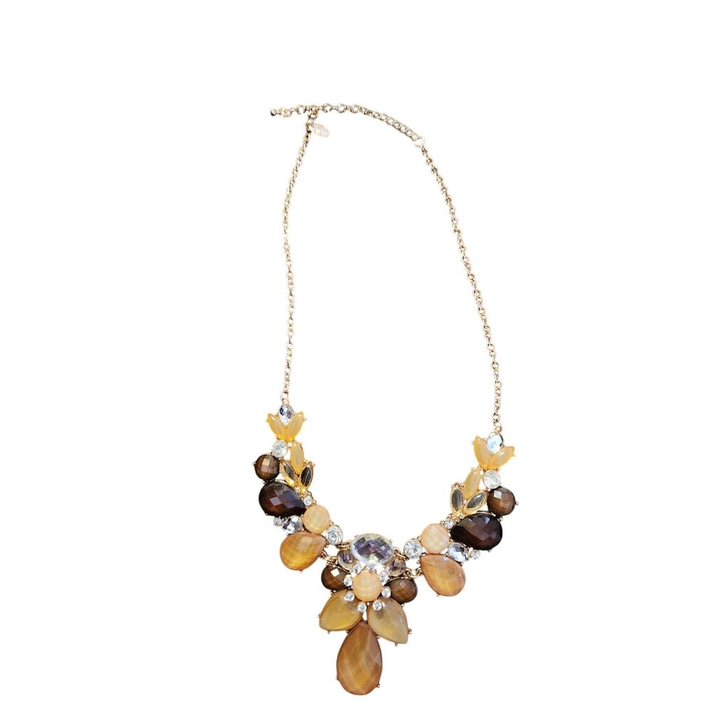 Charming Charlie bib style statement faceted stone necklace